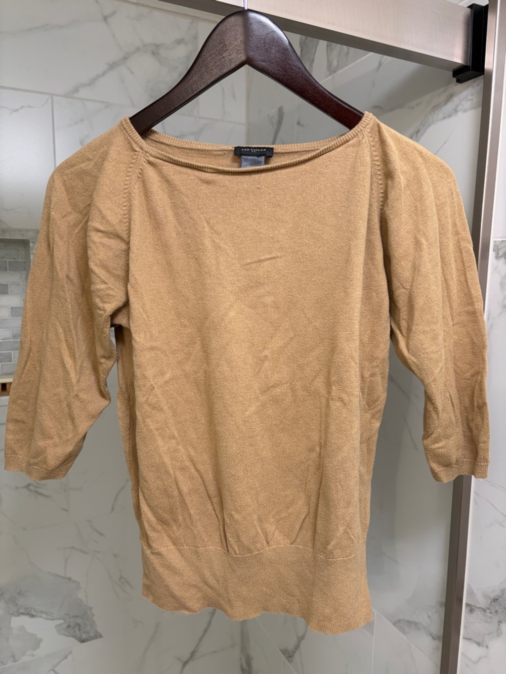 Ann Taylor Camel Crewneck Knit Sweater